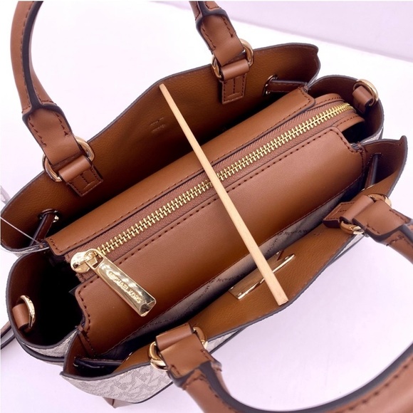 Michael Kors Reed Small Belted Satchel Shoulder Crossbody Bag MK Vanilla - Picture 8 of 10